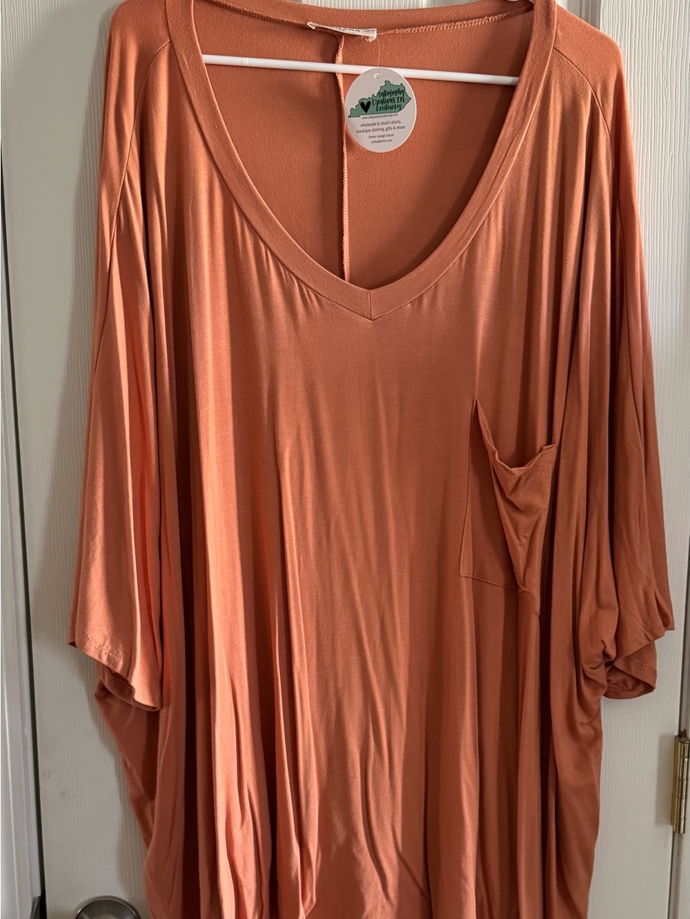Zenana Relaxed V-Neck Pocket Tunic Top - Pumpkin